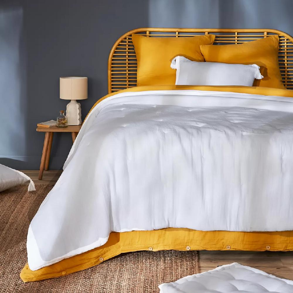 eminza Couvre-lit matelassé gaze de coton (240 x 220 cm) Gaïa Blanc chantilly