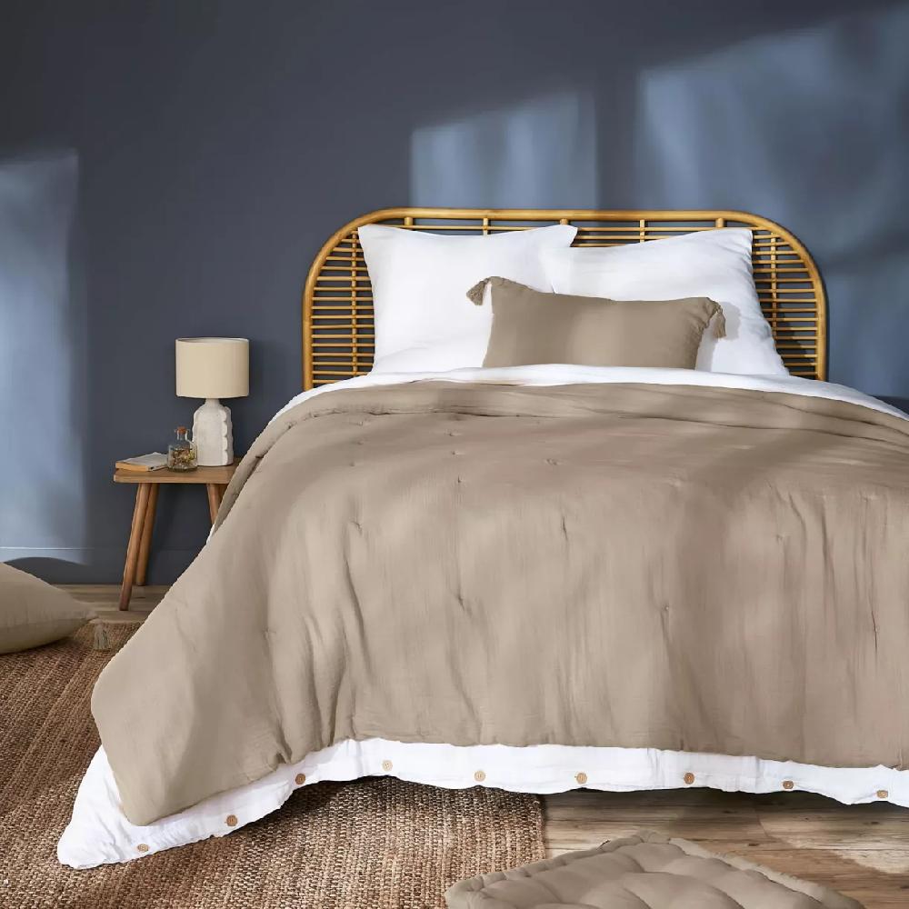 eminza Couvre-lit matelassé gaze de coton (240 x 220 cm) Gaïa Ficelle