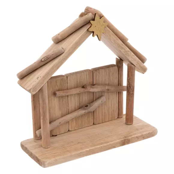Eminza Crèche De Noël Complète En Bois (H19 Cm) Sainte-Lucia