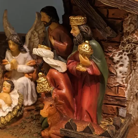 Eminza Crèche De Noël Complète Et Lumineuse (H15 Cm) Sainte-Julia
