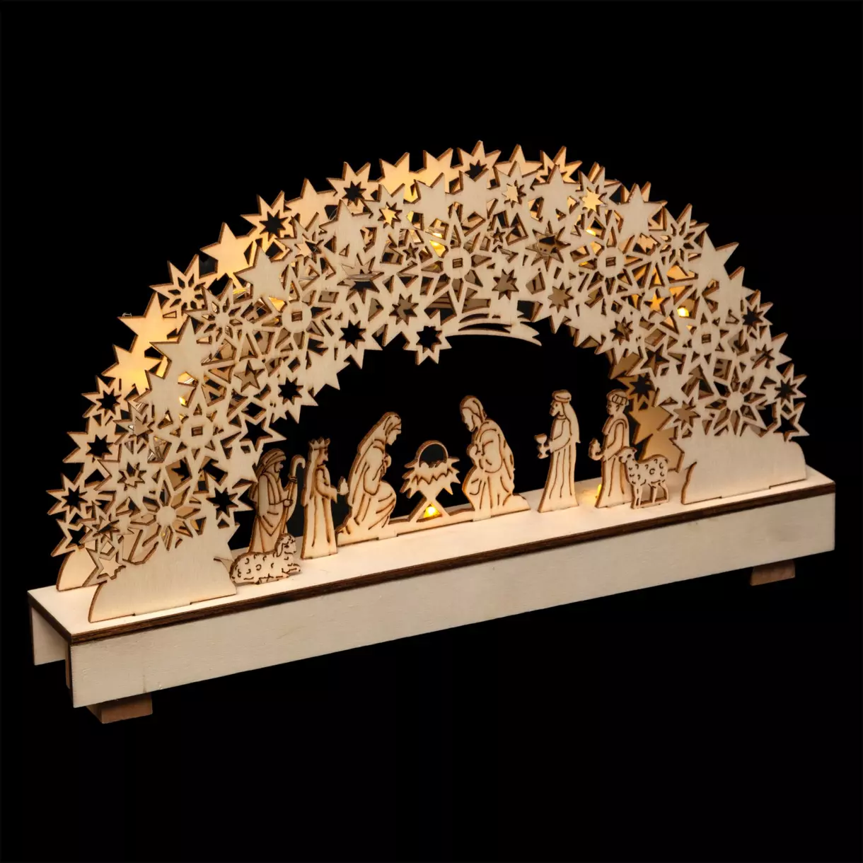 eminza Crèche de Noël complète et lumineuse (H19 cm) Sainte-Amélie