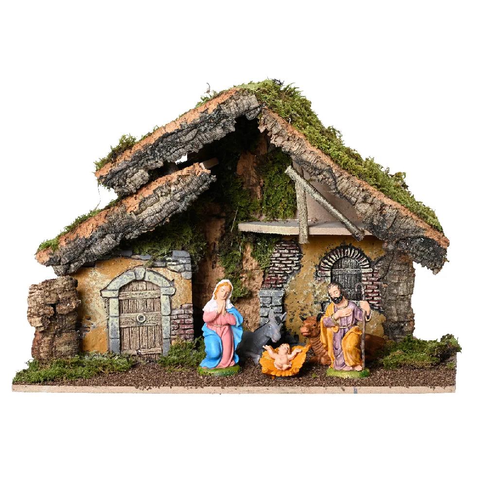 eminza Crèche de Noël complète et lumineuse (H29 cm) Sainte-Olivia