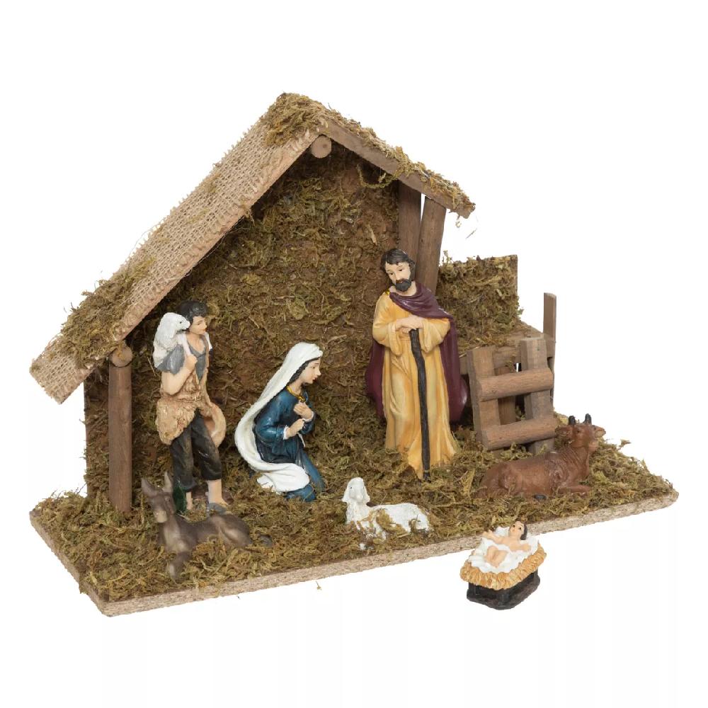 eminza Crèche de Noël complète et lumineuse (H30 cm) Sainte-Paloma