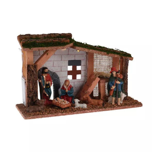 eminza Crèche de Noël complète et lumineuse (H30 cm) Sainte-Paula
