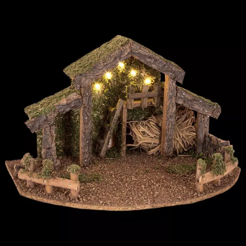 eminza Crèche de Noël vide et lumineuse (H22 cm) Saint-Grégoire