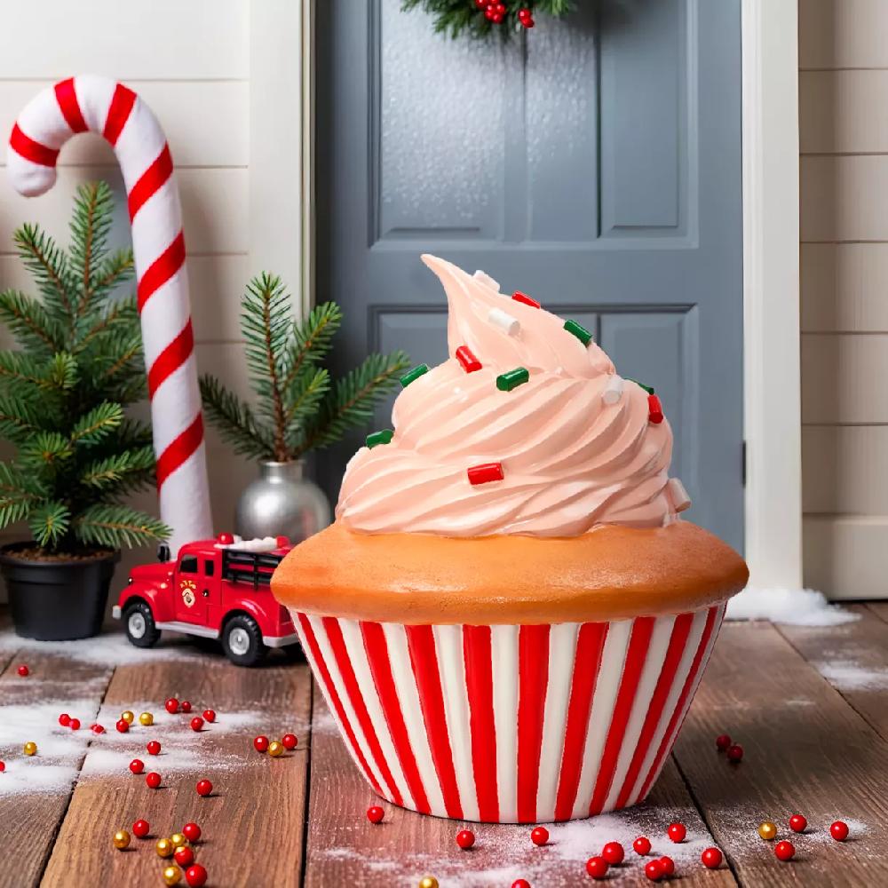 eminza Cupcake de Noël Géant (H60 cm) Gourmandise colorée