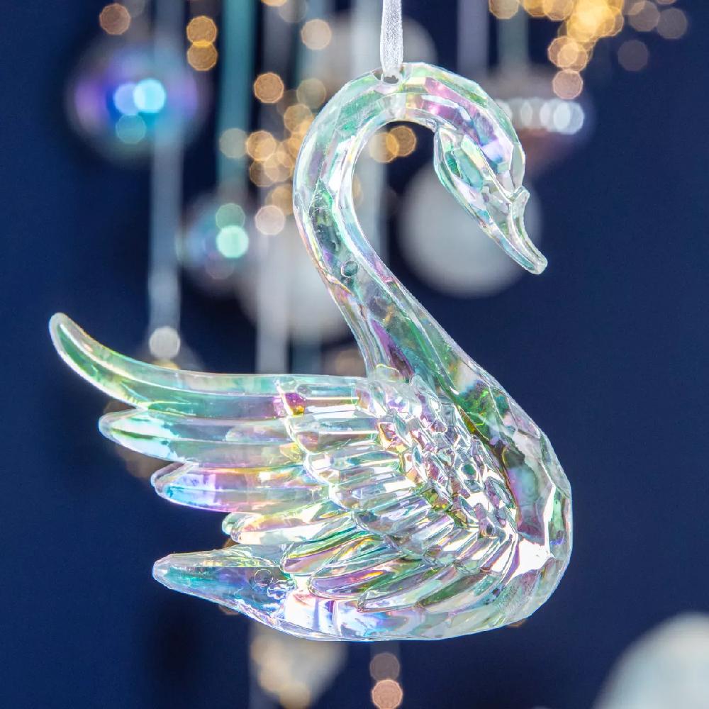 eminza Cygne à suspendre (H10 cm) Ice Transparent irisé