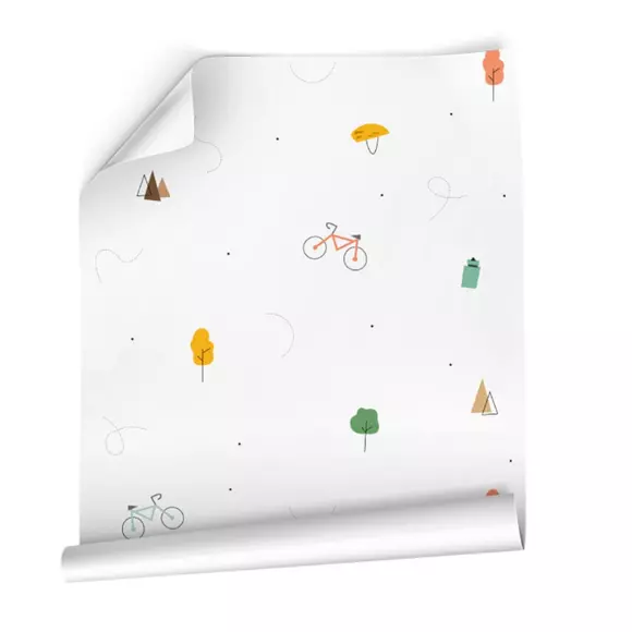 Eminza Décoration Murale Adhésive (130 X 260 Cm) Bike Multicolore