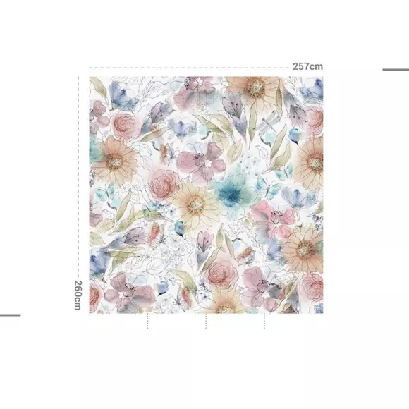 Eminza Décoration Murale Adhésive (257 X 260 Cm) Florelie Multicolore