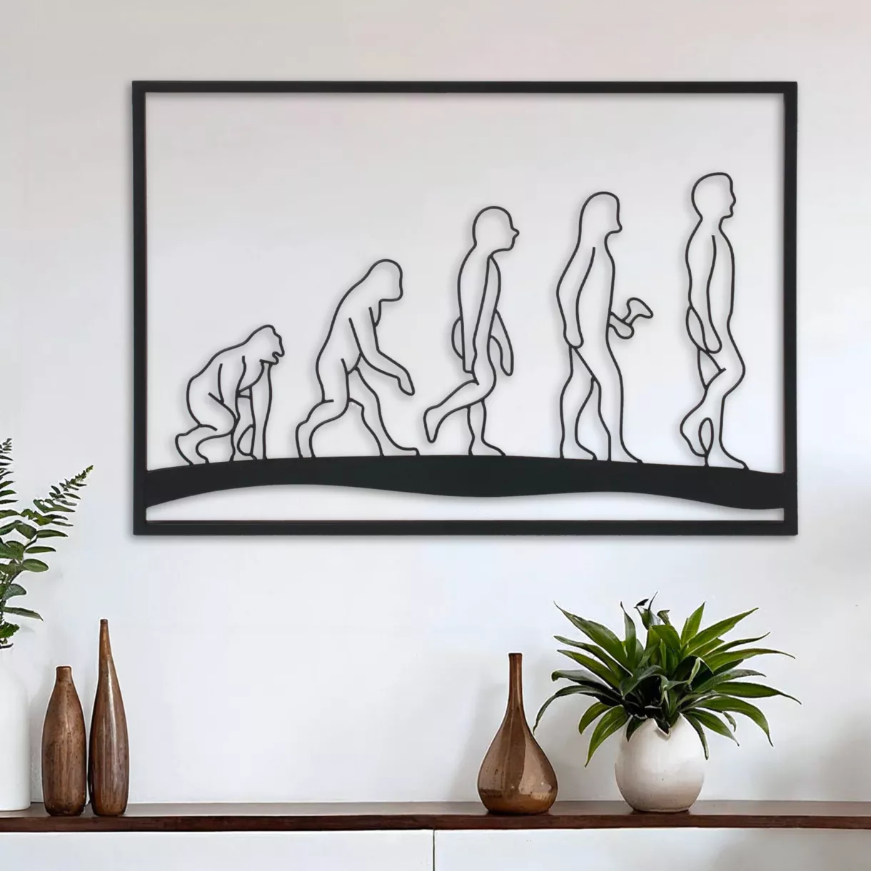 eminza Décoration murale en métal (70 x H50 cm) Evolution Noir