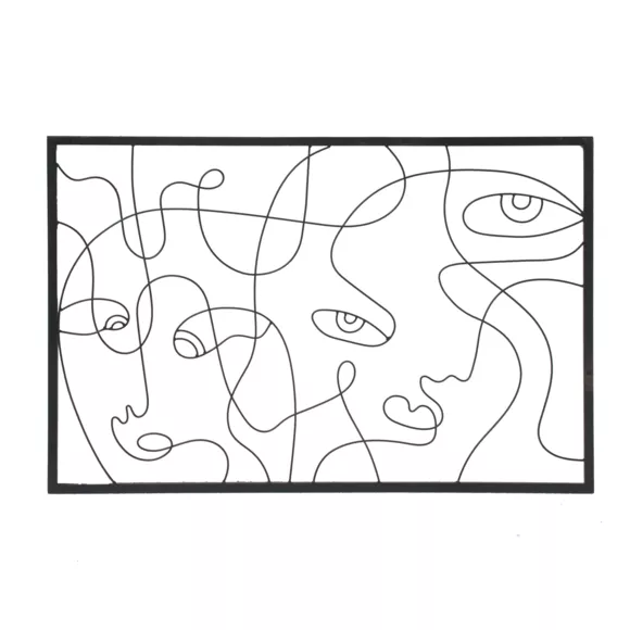 Eminza Décoration Murale En Métal (90 X H60 Cm) Poker Face Noir