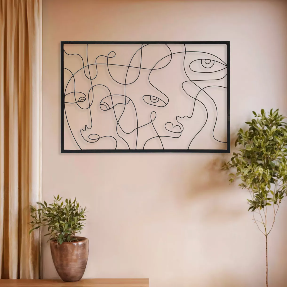 eminza Décoration murale en métal (90 x H60 cm) Poker face Noir