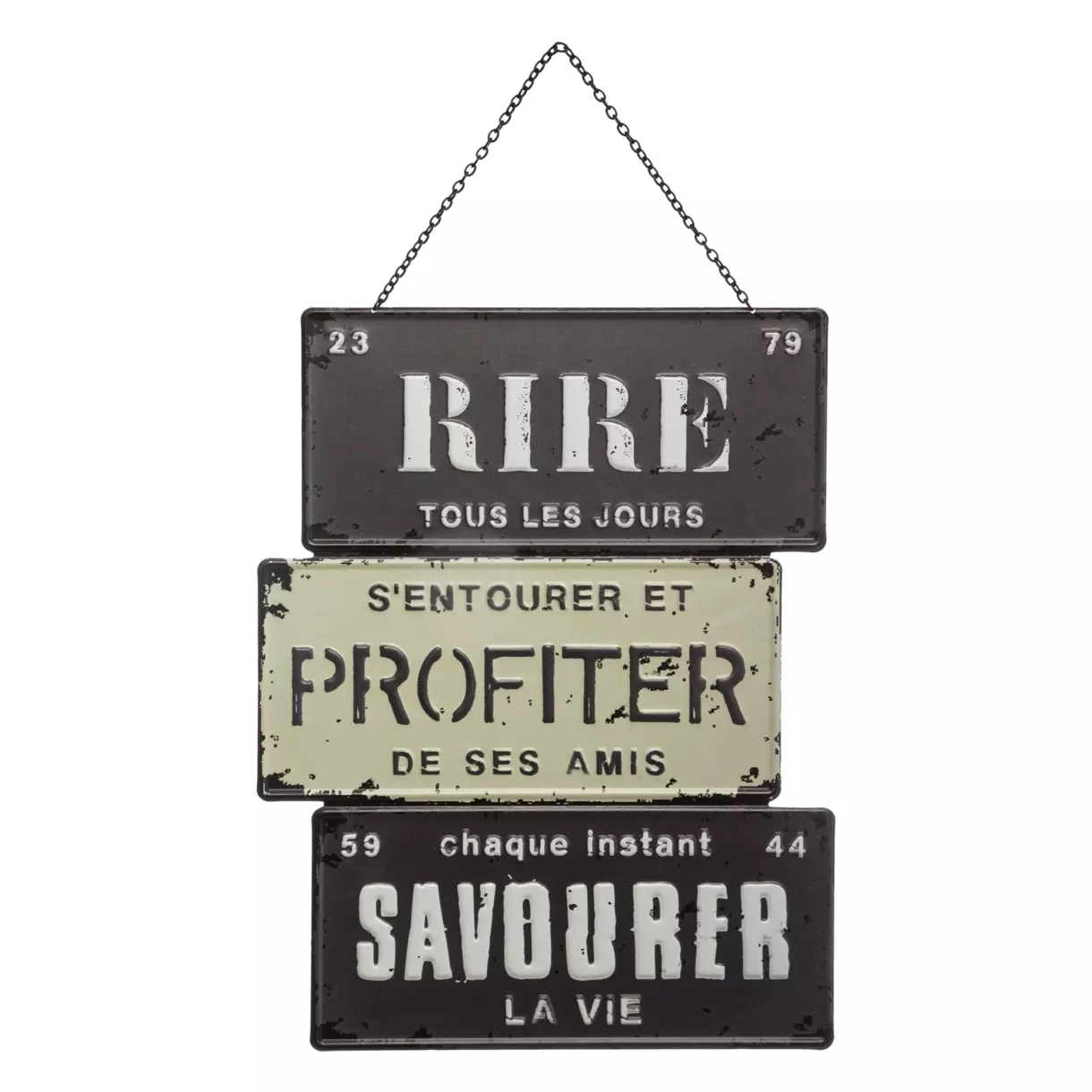 eminza Décoration murale en métal (H34 cm) Message Loft Noir