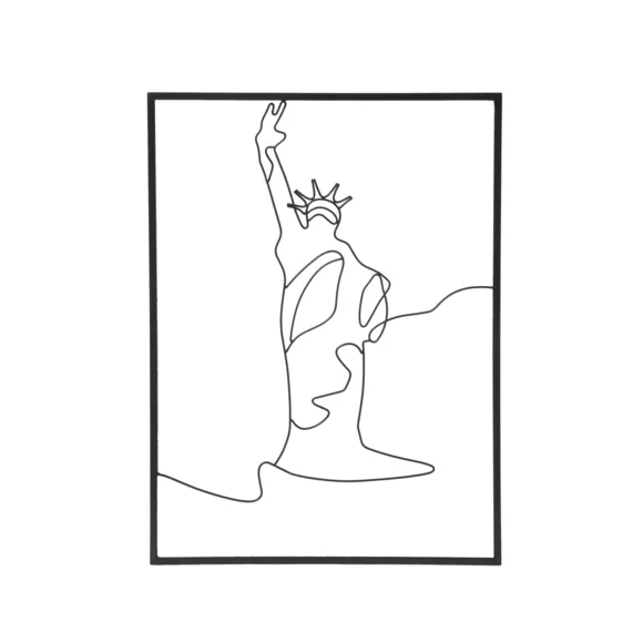 Eminza Décoration Murale En Métal (H40 Cm) Statut De La Liberté Noir