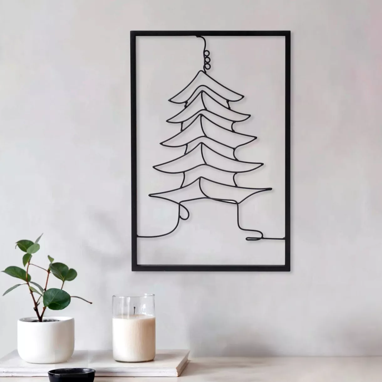 eminza Décoration murale en métal (H45 cm) Temple Noir