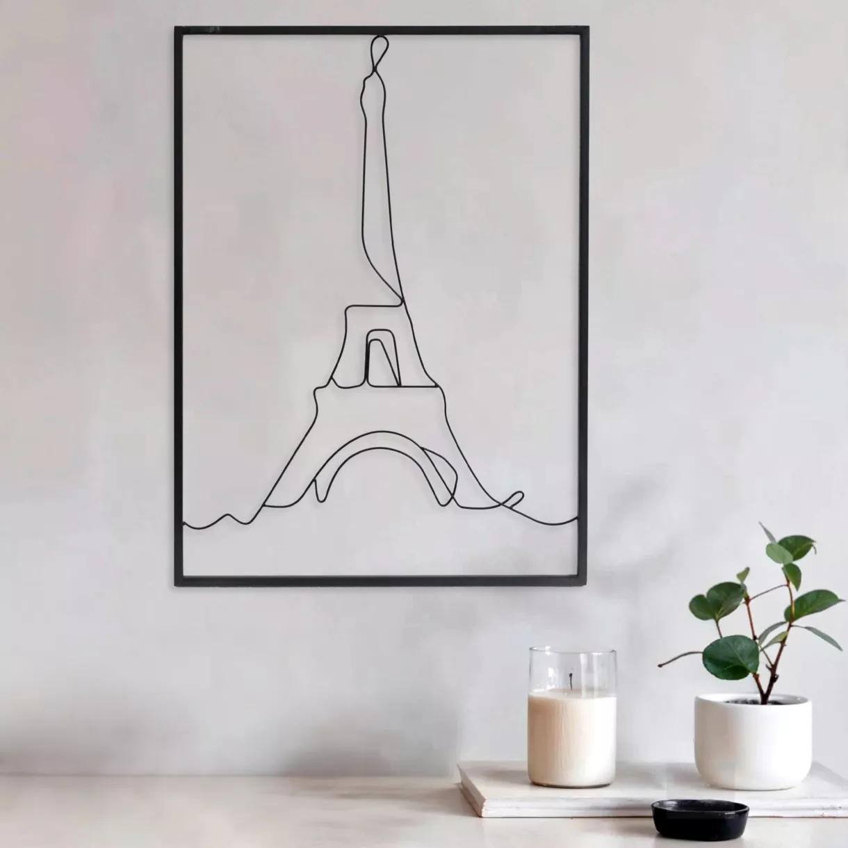eminza Décoration murale en métal (H45 cm) Tour Eiffel Noir