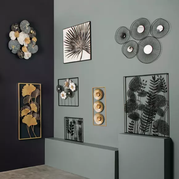 Eminza Décoration Murale En Métal (H50 Cm) Floral Queen Argent
