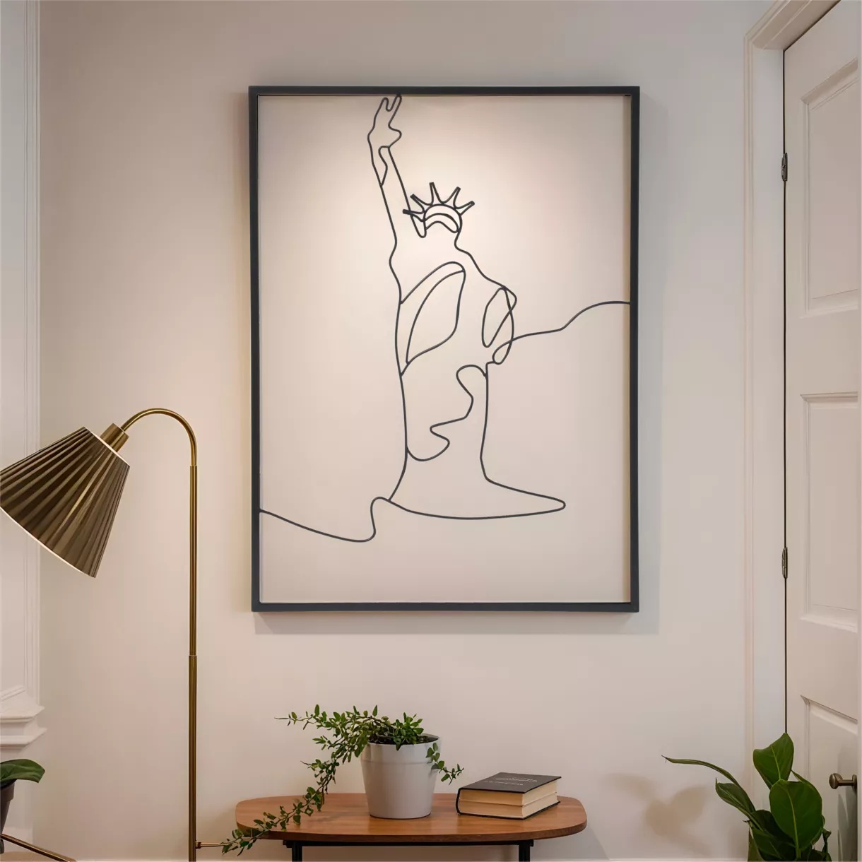 eminza Décoration murale en métal (H80 cm) Statut de la Liberté Noir