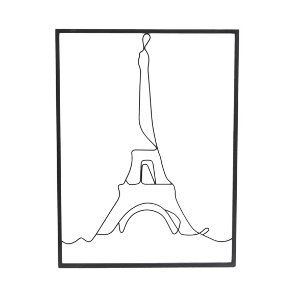 Eminza Décoration Murale En Métal (H80 Cm) Tour Eiffel Noir