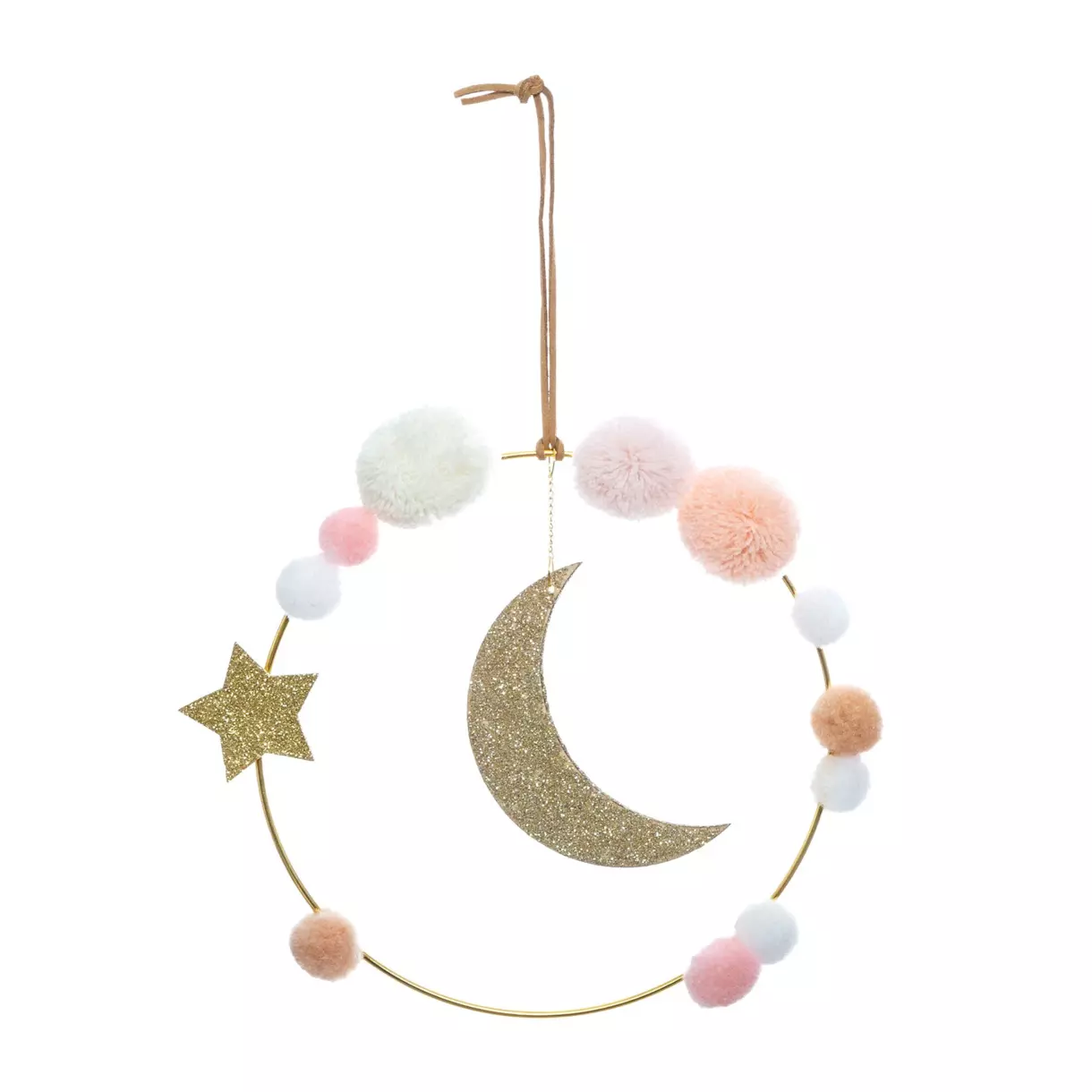 eminza Décoration murale enfant métal (H21.5 cm) Lune Rose