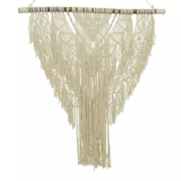 Eminza Décoration Murale Macramé En Coton (H100 Cm) Beige