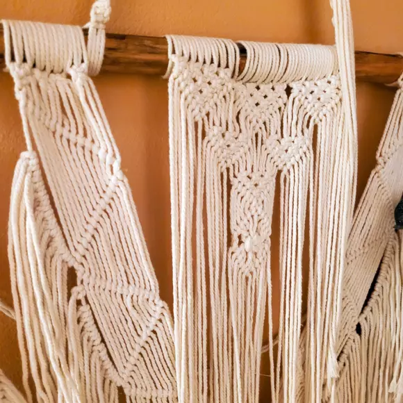 Eminza Décoration Murale Macramé En Coton (H100 Cm) Beige