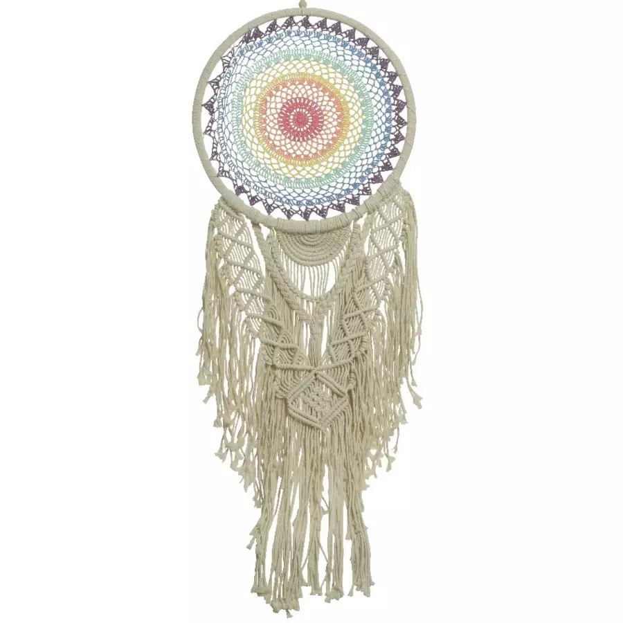Eminza Décoration Murale Macramé (H110 Cm) Attrape-rêve Arc-en-ciel