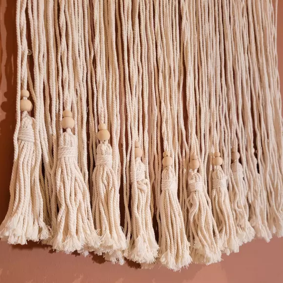 Eminza Décoration Murale Macramé (H40 Cm) Pampille Beige