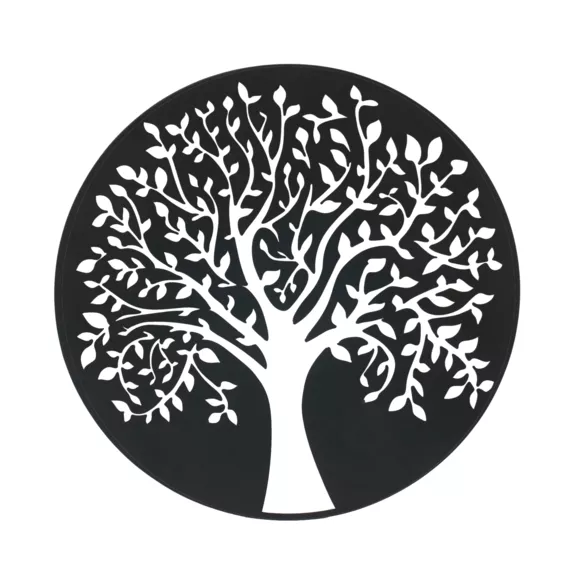 Eminza Décoration Murale Ronde En Métal (D60 Cm) Arbre De Vie Noir