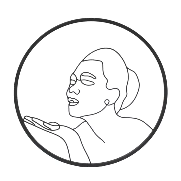 Eminza Décoration Murale Ronde En Métal (D60 Cm) Woman Noir
