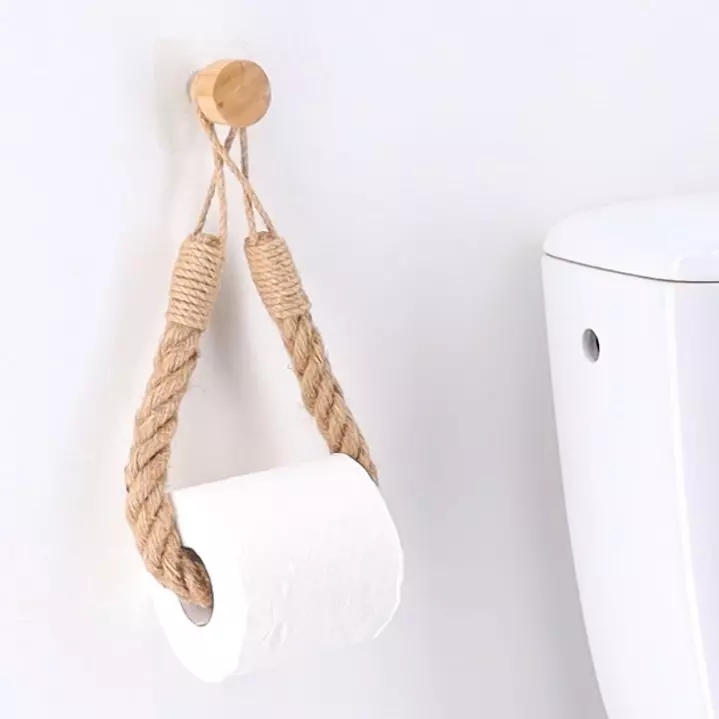 eminza Dérouleur de papier - porte serviette adhésif Easy Chic Corde Naturel