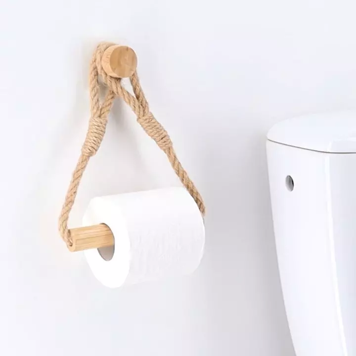 eminza Dérouleur de papier toilette adhésif bambou et corde Easy Chic Naturel