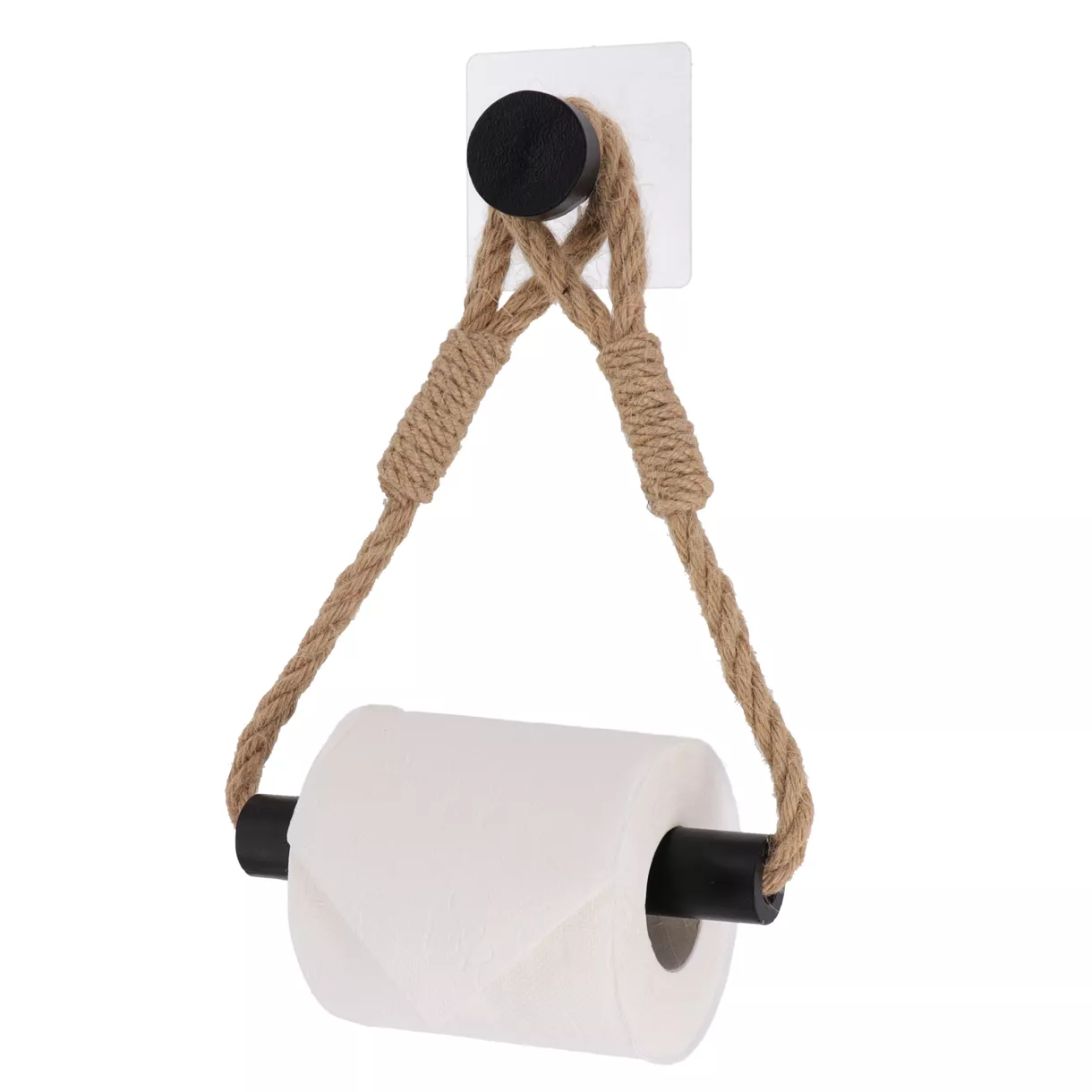 eminza Dérouleur de papier toilette adhésif corde et bambou Harmonie Noir