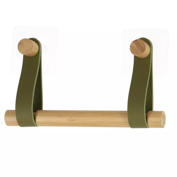 Eminza Dérouleur De Papier Toilette Adhésif Easy Chic Simili Cuir Kaki