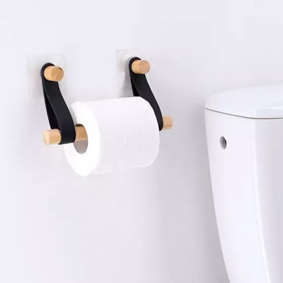 Eminza Dérouleur De Papier Toilette Adhésif Easy Chic Simili Cuir Blanc