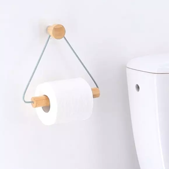 Eminza Dérouleur De Papier Toilette Adhésif Métal Et Bambou Easy Chic Blanc
