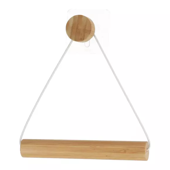 Eminza Dérouleur De Papier Toilette Adhésif Métal Et Bambou Easy Chic Blanc