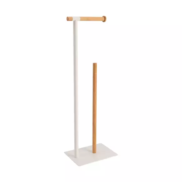 Eminza Dérouleur Papier Toilette Avec Réserve Bambou Blanc