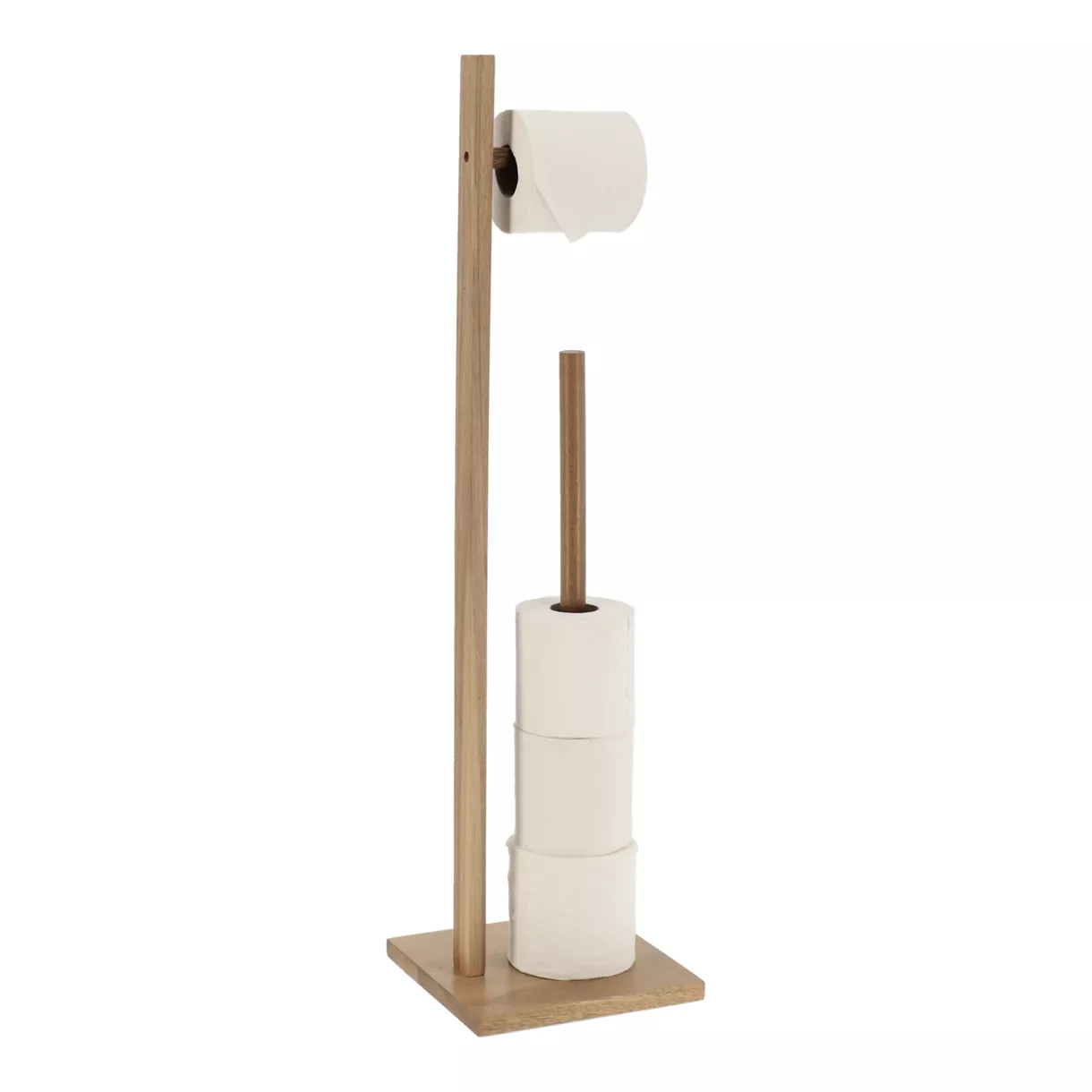 eminza Dérouleur papier toilette avec réserve (H71 cm) Bois acacia