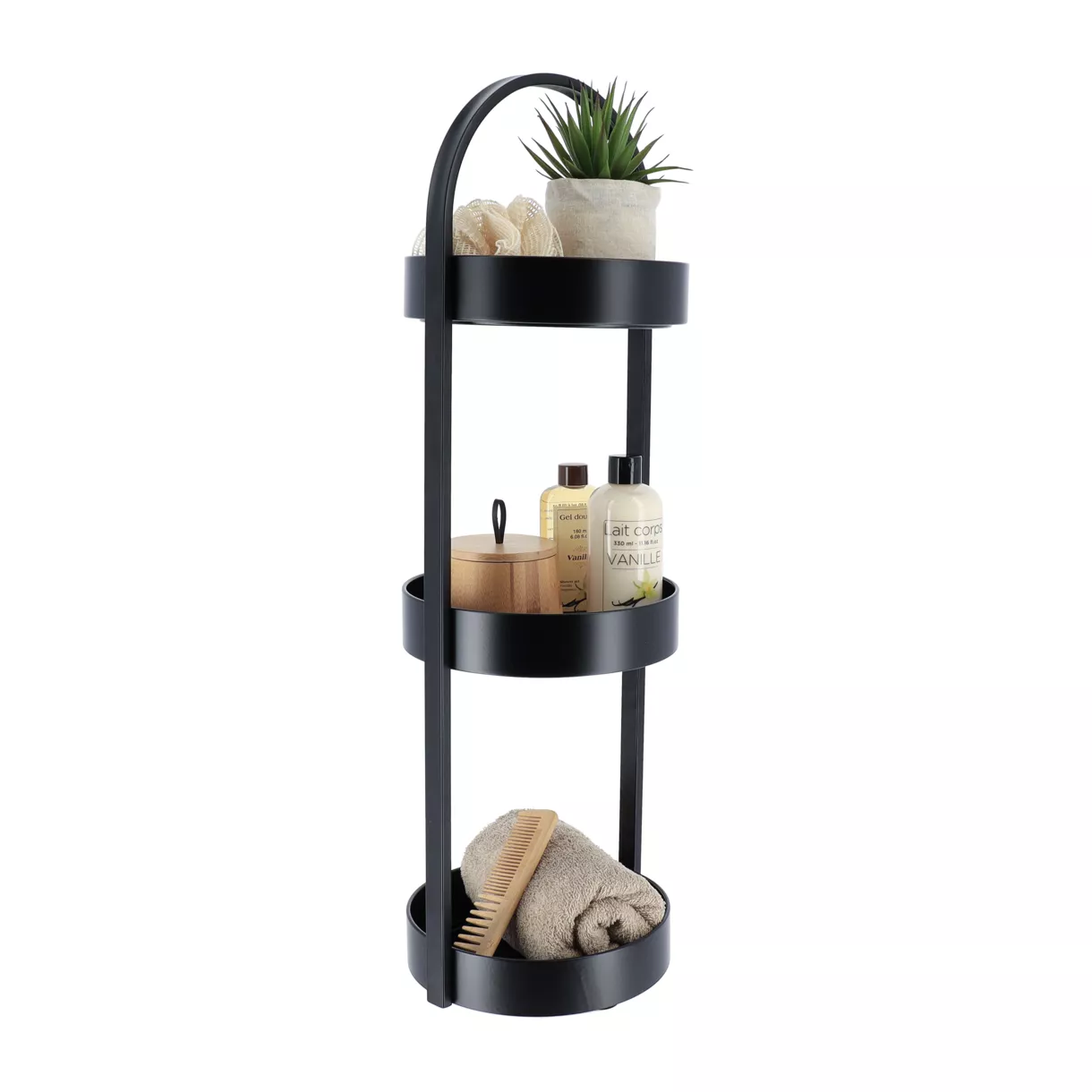 eminza Desserte 3 niveaux en métal (H73 cm) Homy Noir