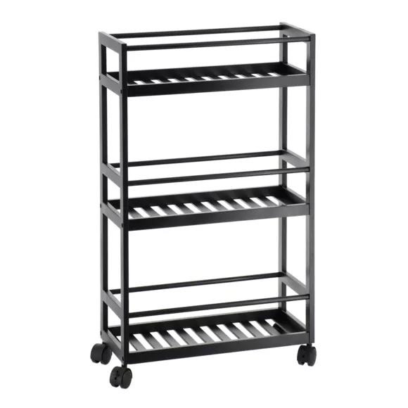 Eminza Desserte à Roulettes 3 Niveaux (H75 Cm) Japandi Noir