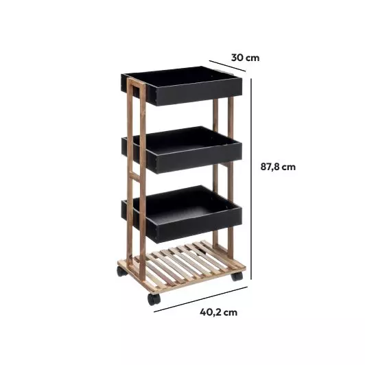 Eminza Desserte De Cuisine 4 Niveaux (H88 Cm) Natureo Noir
