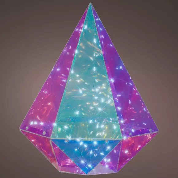 Eminza Diamant Lumineux à Piles 40 LED (H30 Cm) Ice Irisé Blanc Froid