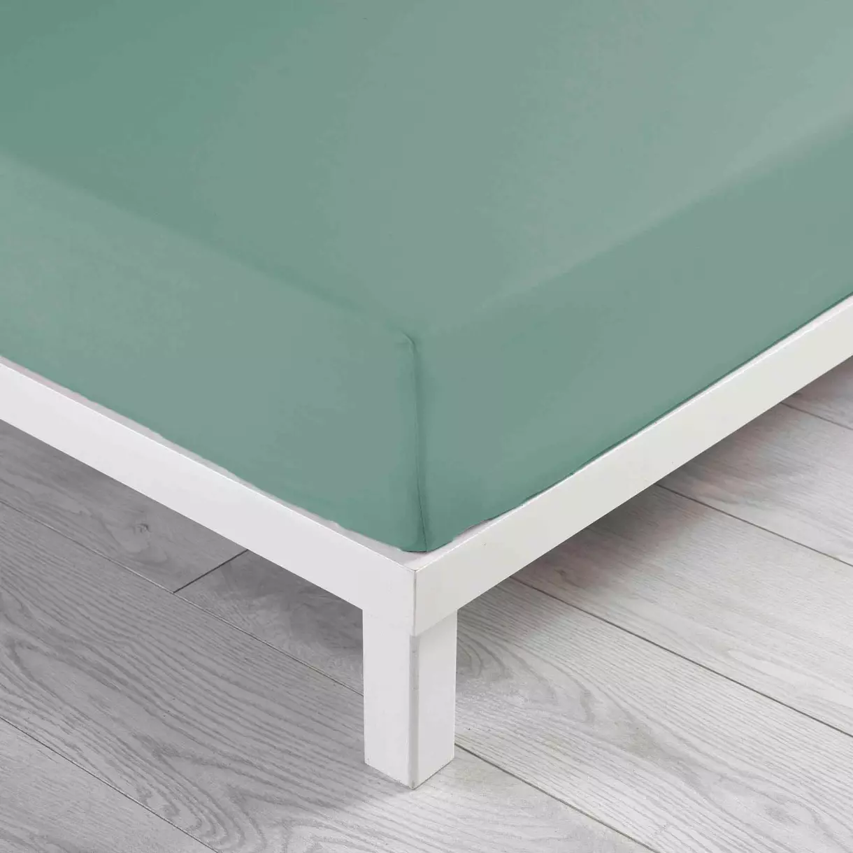 eminza Drap housse coton lavé (160 x 200 cm) Linette Vert sauge