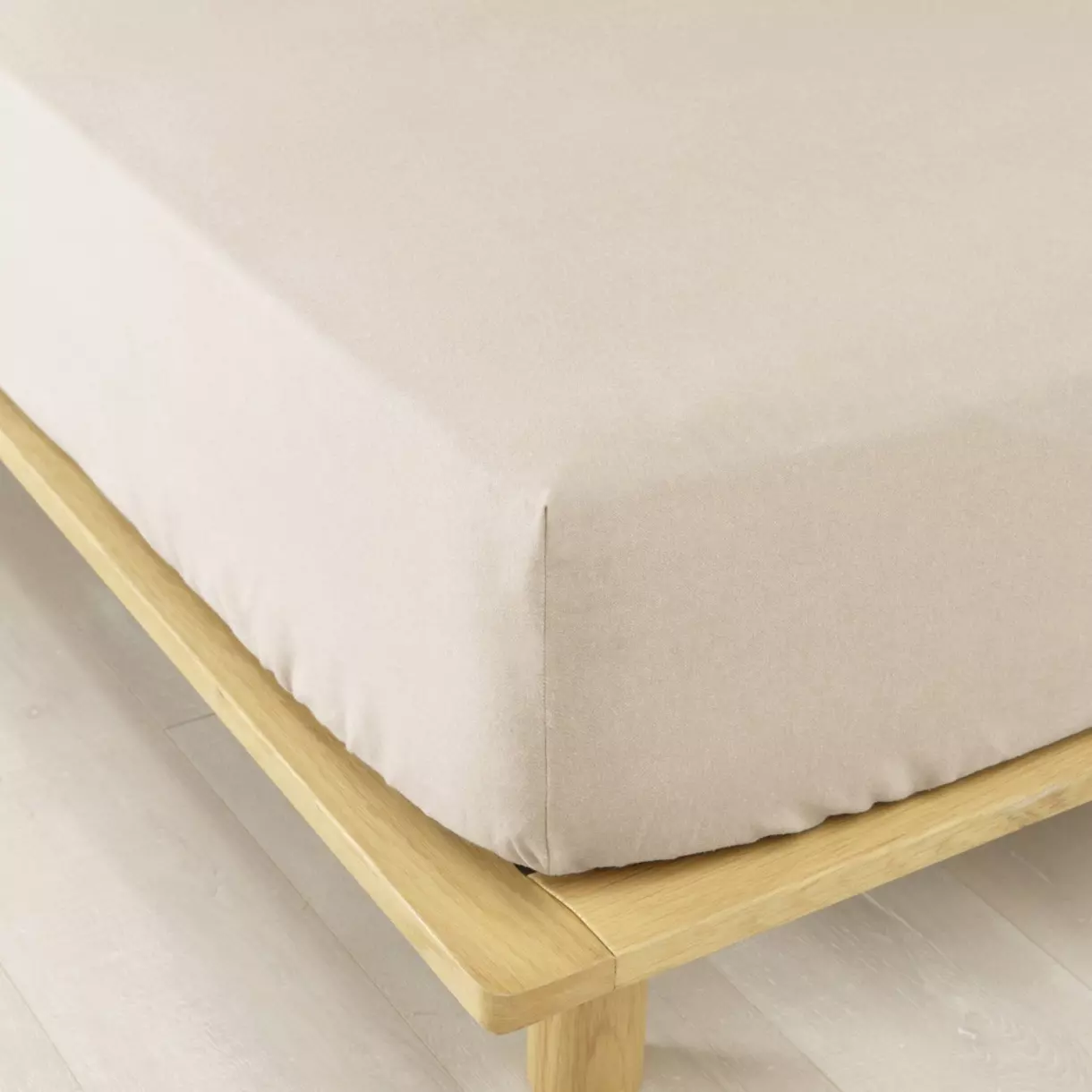 eminza Drap housse flanelle de coton (180 x 200 cm) Théa Beige