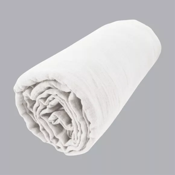 Eminza Drap Housse Gaze De Coton (160 X 200 Cm) Gaïa Blanc Chantilly