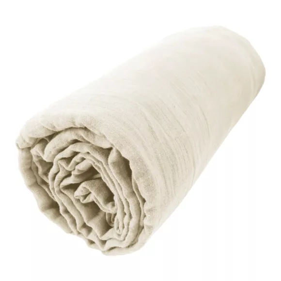 Eminza Drap Housse Gaze De Coton (180 X 200 Cm) Gaïa Beige Pampa