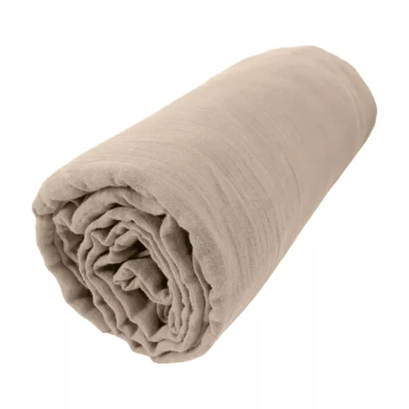 Eminza Drap Housse Gaze De Coton (180 X 200 Cm) Gaïa Ficelle