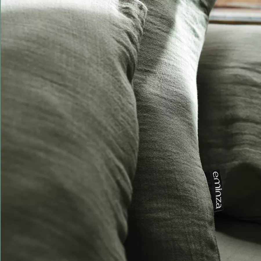 Eminza Drap Housse Gaze De Coton (180 X 200 Cm) Gaïa Vert Romarin