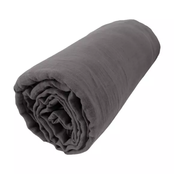 Eminza Drap Housse Gaze De Coton (200 X 200 Cm) Gaïa Gris Granit